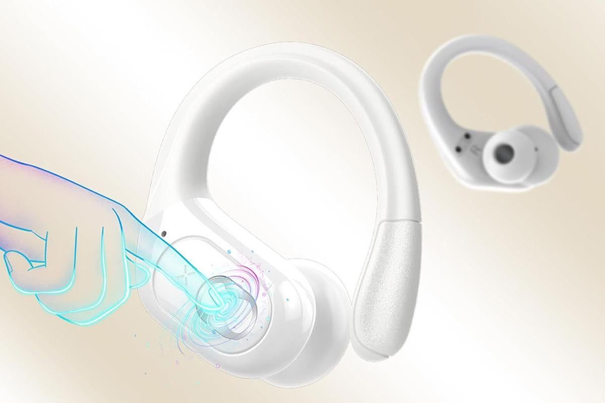 Wireless Bluetooth 5.4 Headphone Over Ear Bud IPX5 Waterproof Earphone for Sport Running - White