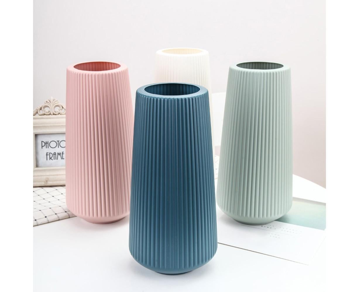 Plastic Nordic Style Vase Dried Flower Arrangement Pot Holder Home Office Decor-Pink