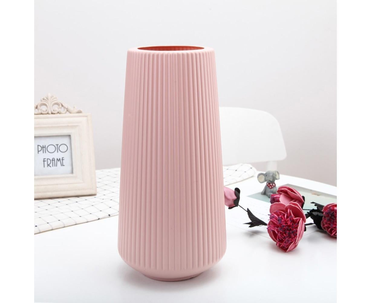 Plastic Nordic Style Vase Dried Flower Arrangement Pot Holder Home Office Decor-Pink