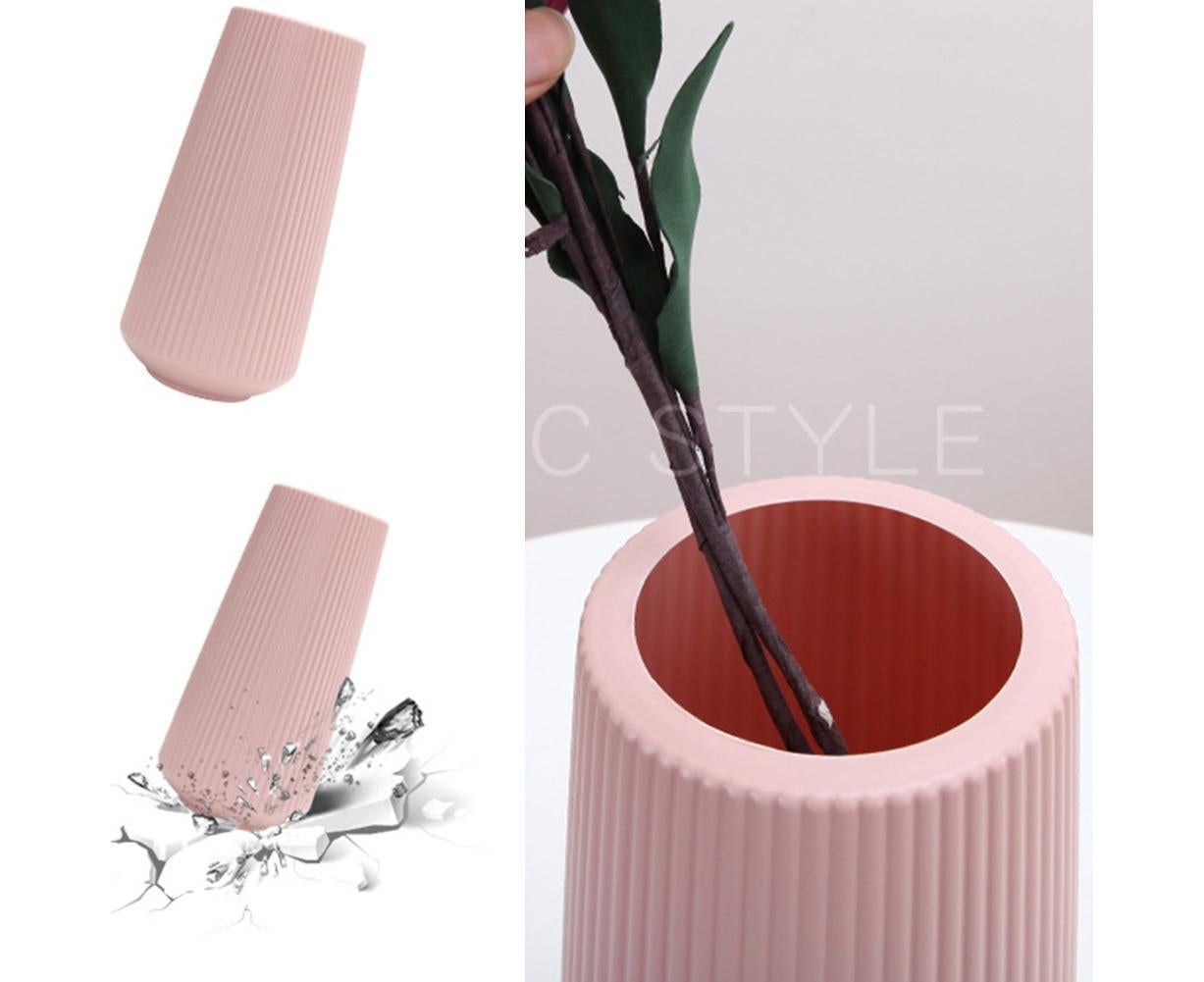 Plastic Nordic Style Vase Dried Flower Arrangement Pot Holder Home Office Decor-Pink
