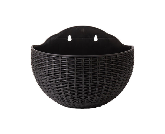 Flower Pot Exquisite Wall-mounted Plastic Wall Hanging Basket Flowerpot for Garden-Black