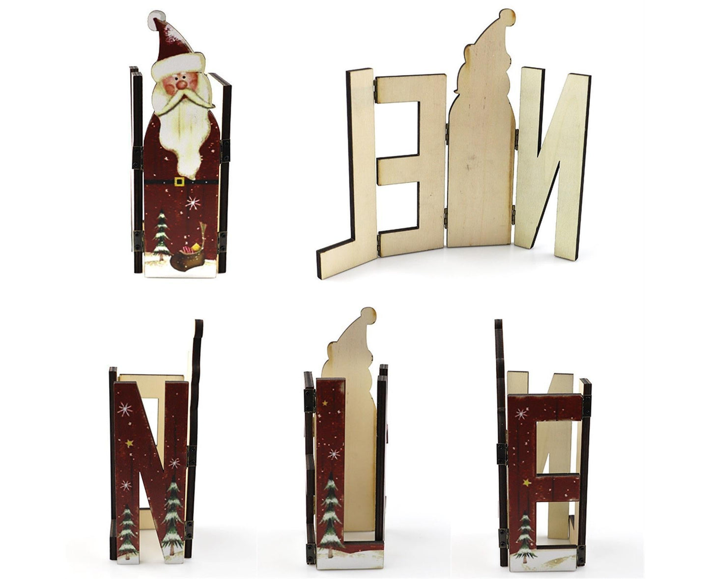 Foldable Eye-catching Christmas Ornament Wood Creative Cute Xmas Ornament for Decoration-Red