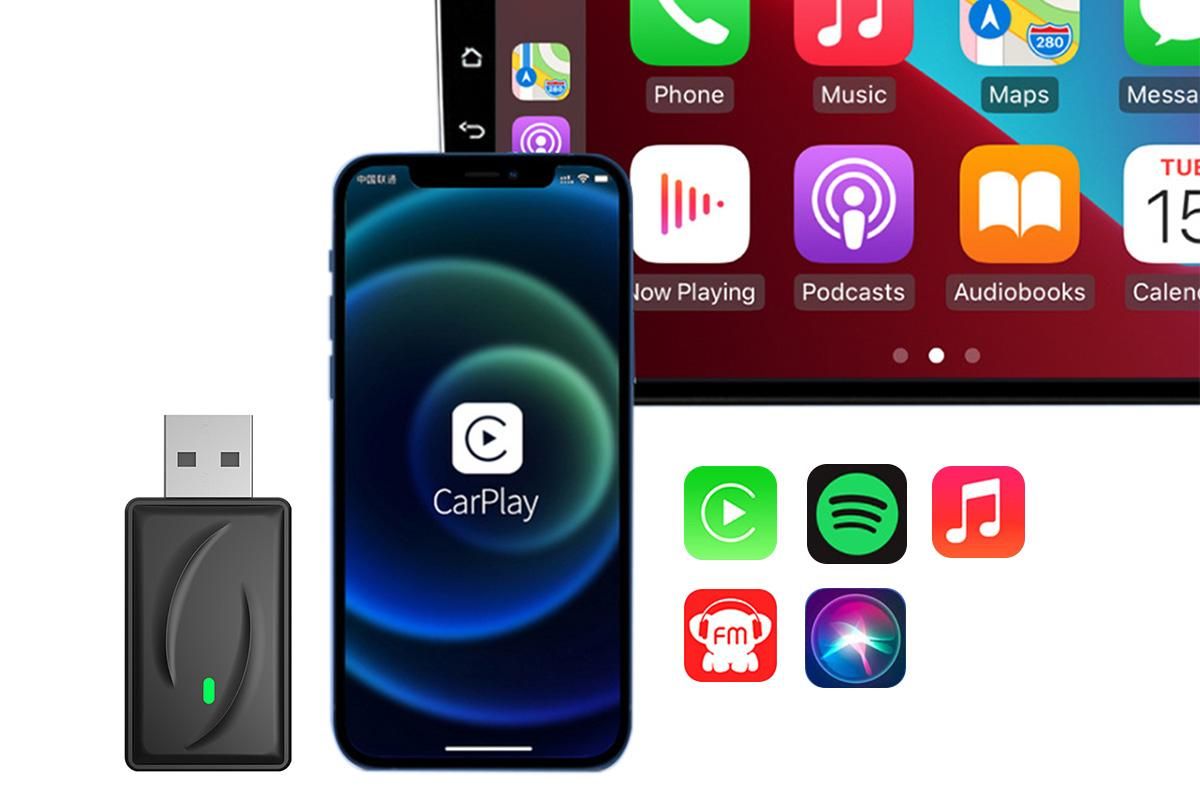 Wireless Adapter Auto Connect USB Dongle Compatible with Wired Carplay Android 2 in 1 Carplay Android Auto Plug and Play