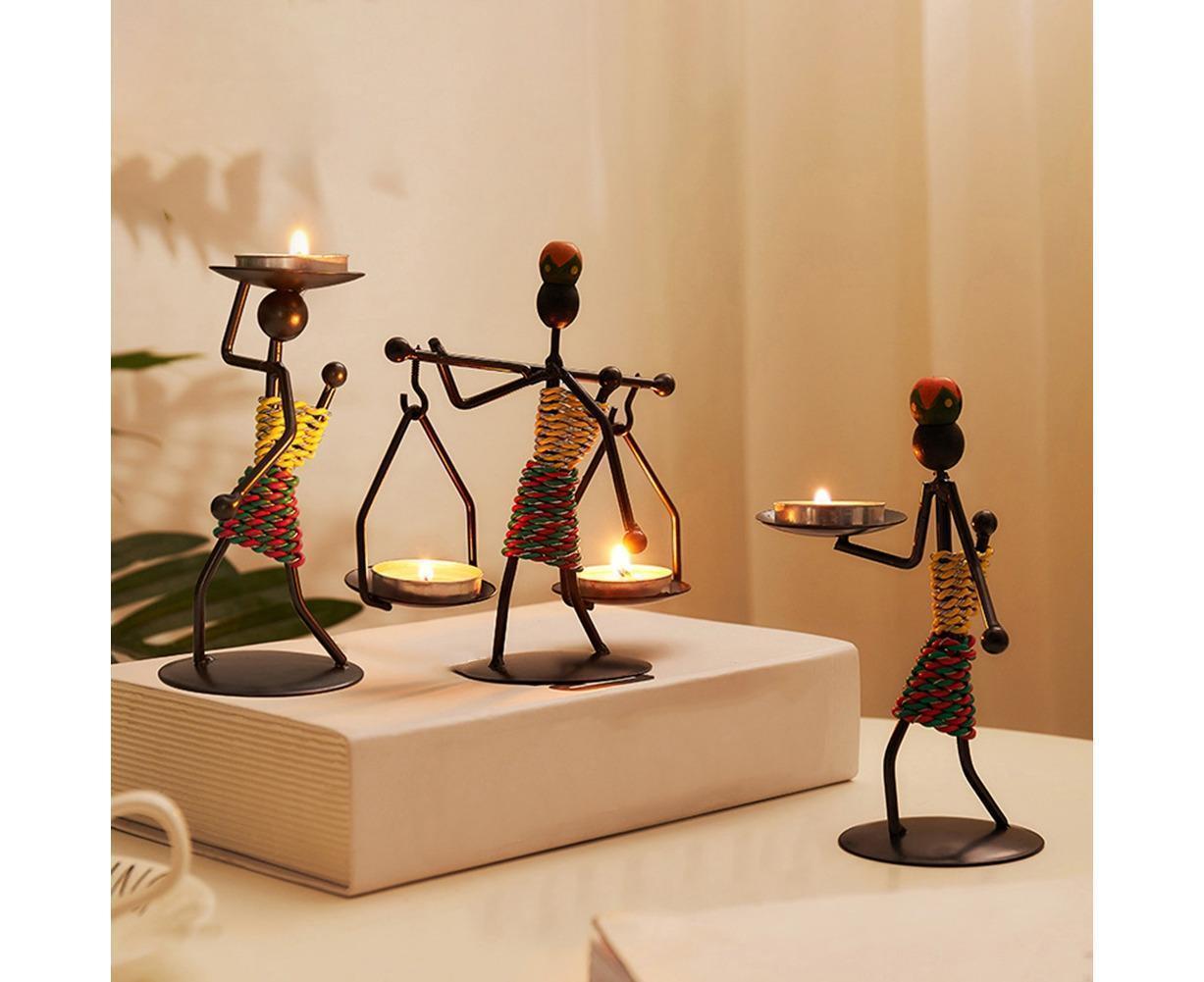Nordic Candlestick Abstract Iron Men Candle Holder Home Bar Restaurant Decor- G