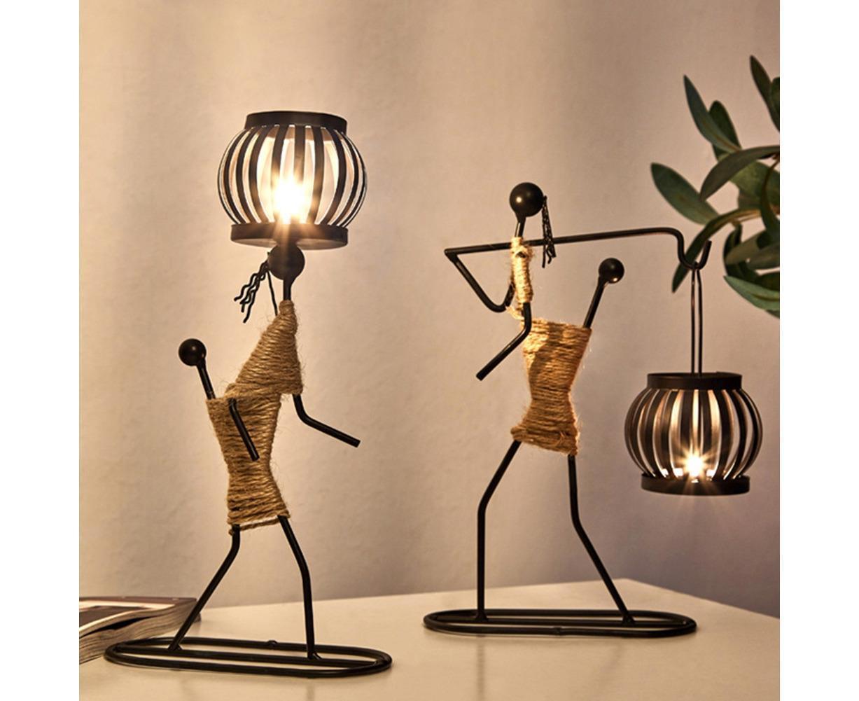 Nordic Candlestick Abstract Iron Men Candle Holder Home Bar Restaurant Decor- G