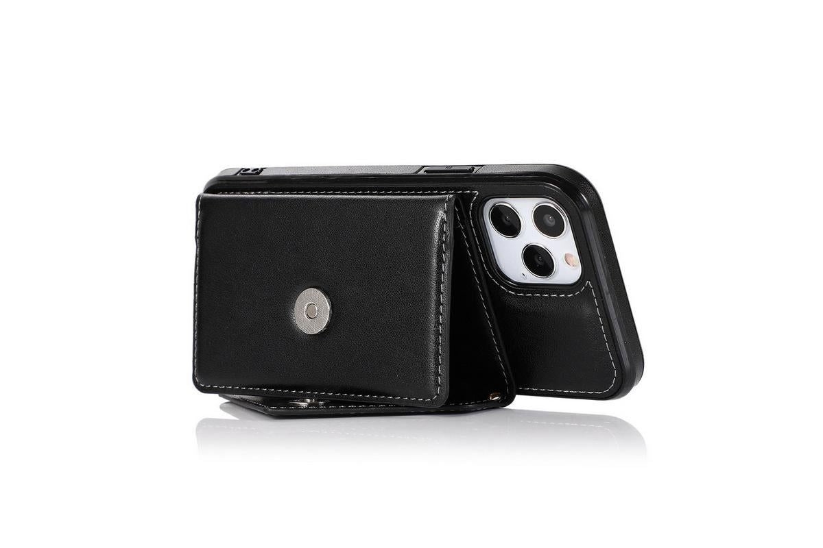 PU Leather Crossbody Phone Case Cover Wallet Card Holder for iPhone 13 Series -Black /iPhone13 Pro Max
