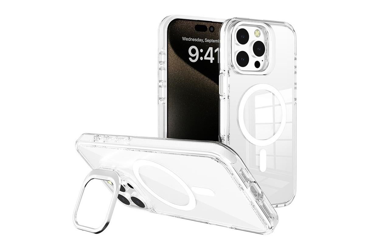 For iPhone 16 Series Phone Case with Stand Full Body Case -White /iPhone 16 Plus