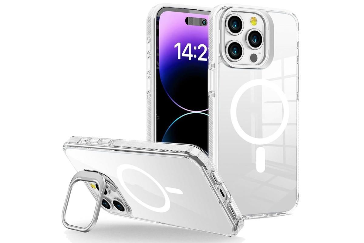 For iPhone 16 Series Phone Case with Stand Full Body Case -White /iPhone 16 Pro