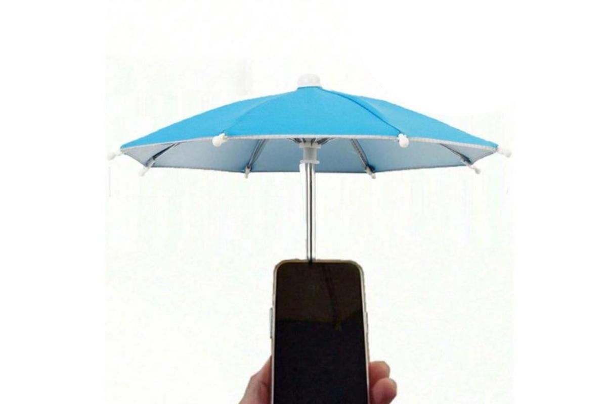 Phone Umbrella with Suction Cup Stand Universal Adjustable Piggy Anti-Glare Sun Shade -Sky Blue