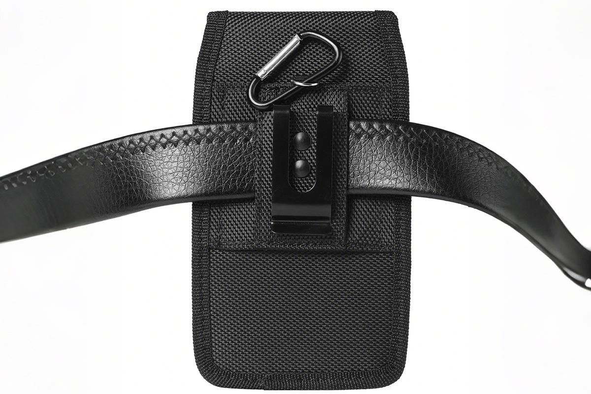 2Pcs Universal Black Oxford Cloth Phone Waist Pouch with Belt Clip and Card Holder Compatible with Most Smartphones - M