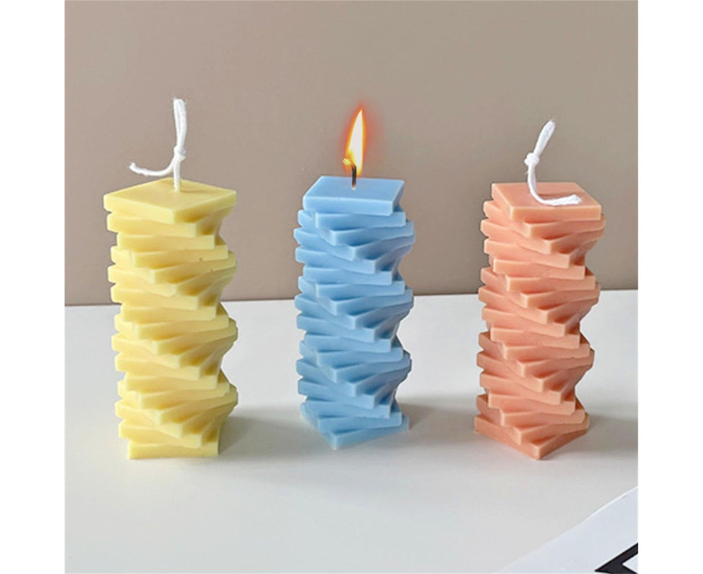 Candle Mold Non-stick DIY Silica Gel Rotating Cylinder Epoxy Resin Mold Home Ornament -White
