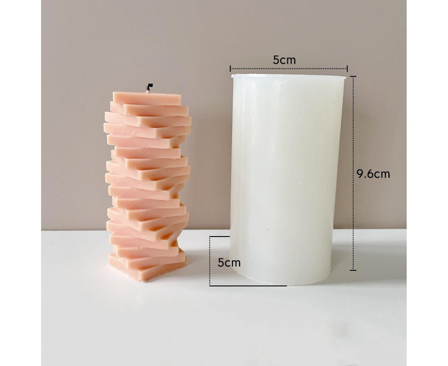 Candle Mold Non-stick DIY Silica Gel Rotating Cylinder Epoxy Resin Mold Home Ornament -White