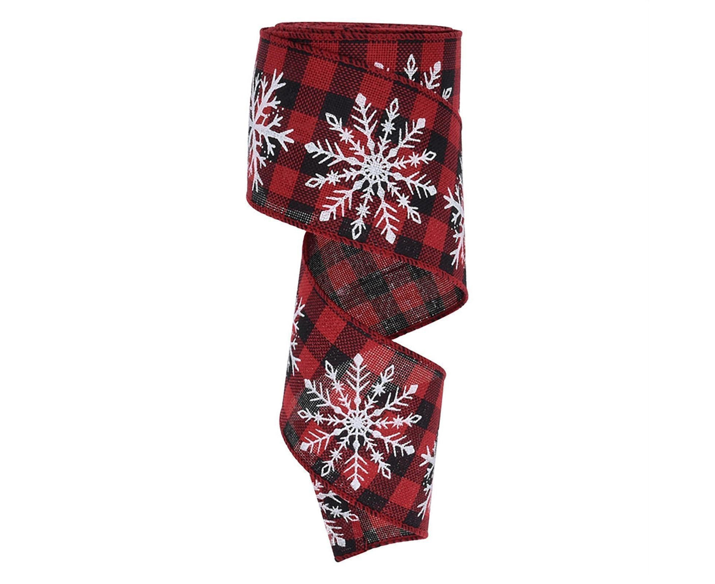 Imitation Flax Xmas Ribbon-Red Black 6cm