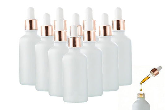10 Pack Glass Dropper Bottles Rose Gold Caps for Essential Oils - 15ml