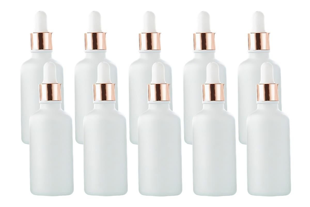 10 Pack Glass Dropper Bottles Rose Gold Caps for Essential Oils - 15ml