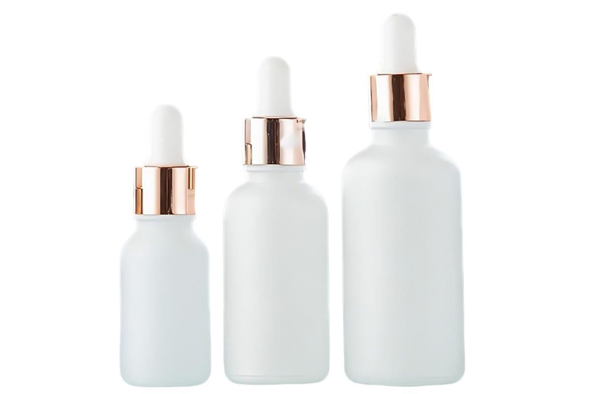 10 Pack Glass Dropper Bottles Rose Gold Caps for Essential Oils - 15ml