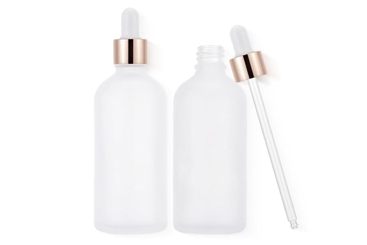 10 Pack Glass Dropper Bottles Rose Gold Caps for Essential Oils - 30ml