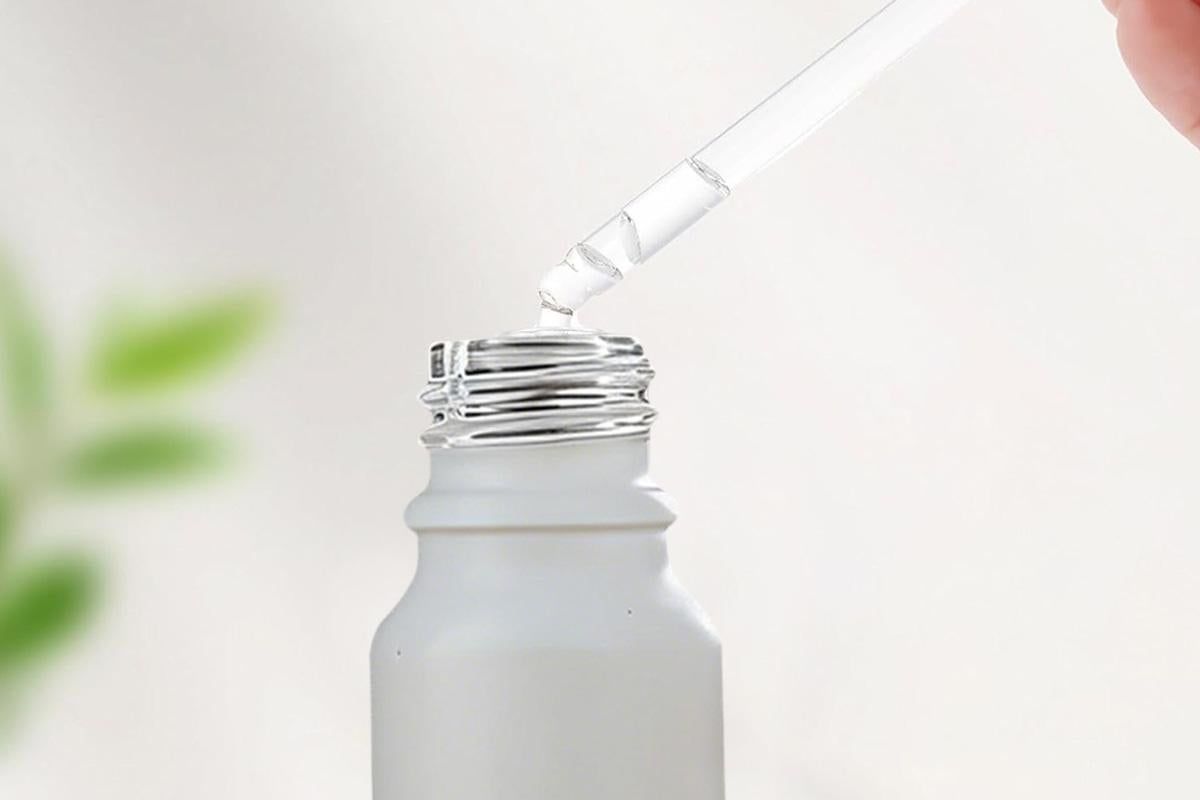 10 Pack Glass Dropper Bottles Rose Gold Caps for Essential Oils - 50ml