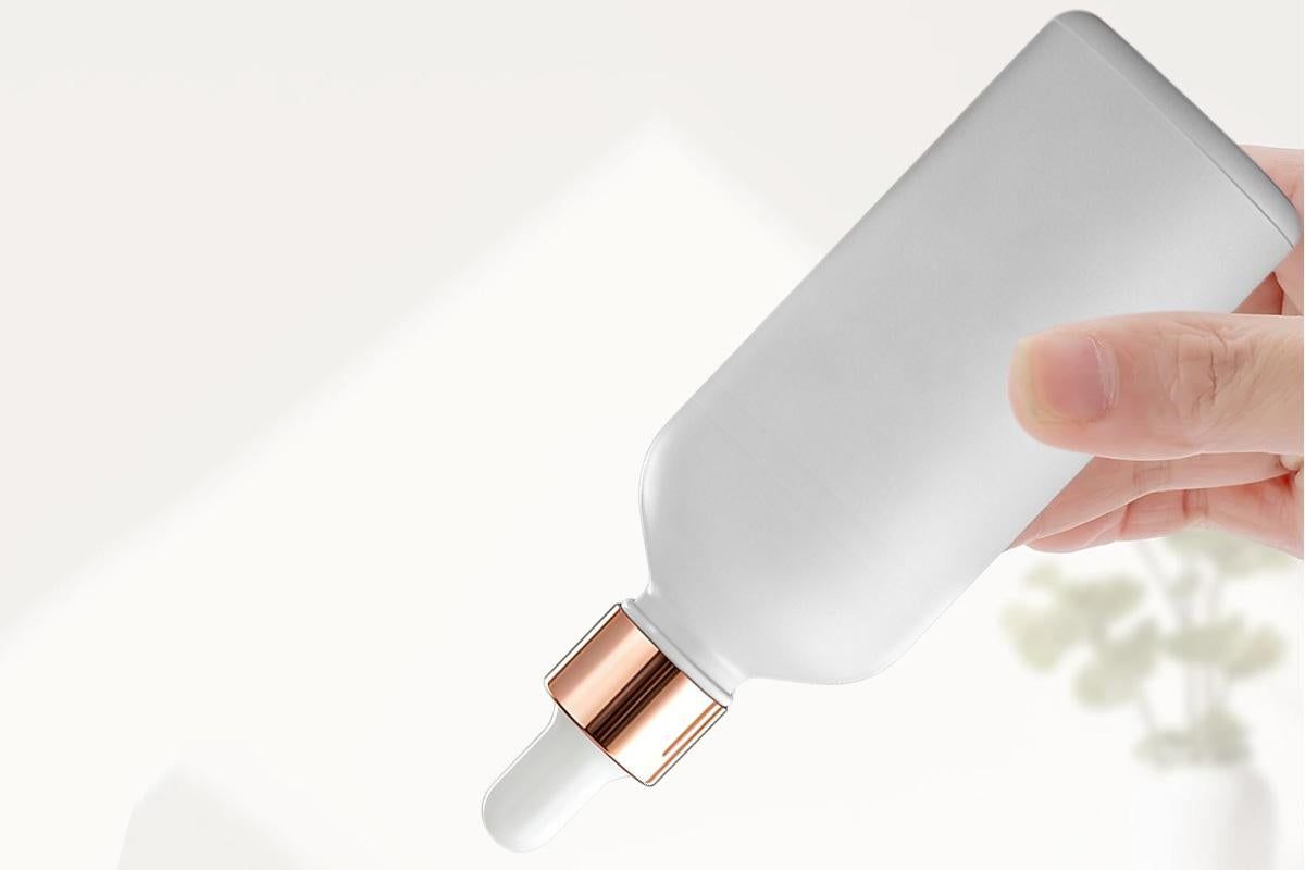 10 Pack Glass Dropper Bottles Rose Gold Caps for Essential Oils - 50ml