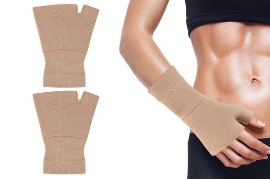 1Pair Wrist Brace Glove Sport Wrist Support for Fitness Weightlifting Skin Tone - L
