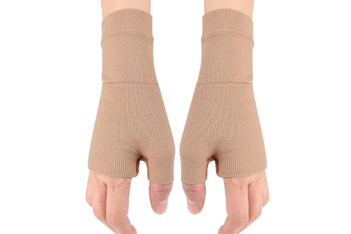 1Pair Wrist Brace Glove Sport Wrist Support for Fitness Weightlifting Skin Tone - XL