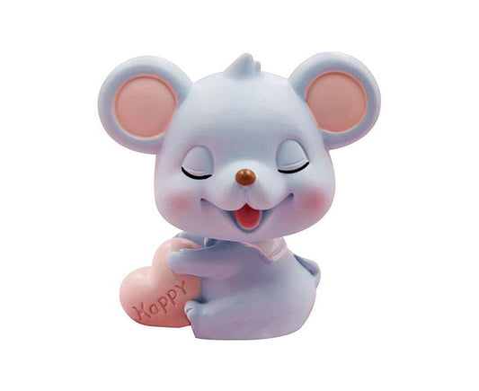 Resin Cartoon Nodding Mouse Car Dashboard Bedside Ornament 2020 New Year Gift-Blue