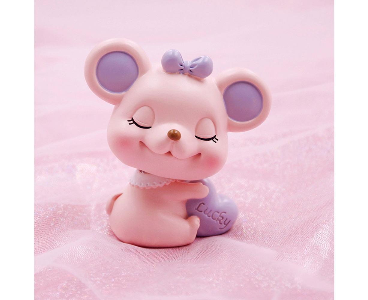 Resin Cartoon Nodding Mouse Car Dashboard Bedside Ornament 2020 New Year Gift-Blue