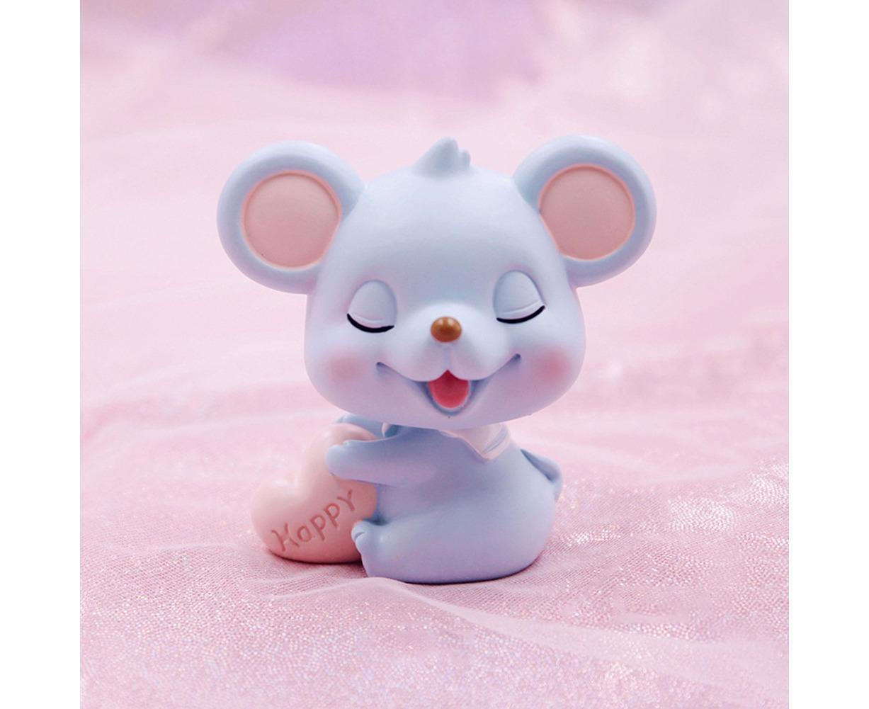 Resin Cartoon Nodding Mouse Car Dashboard Bedside Ornament 2020 New Year Gift-Blue