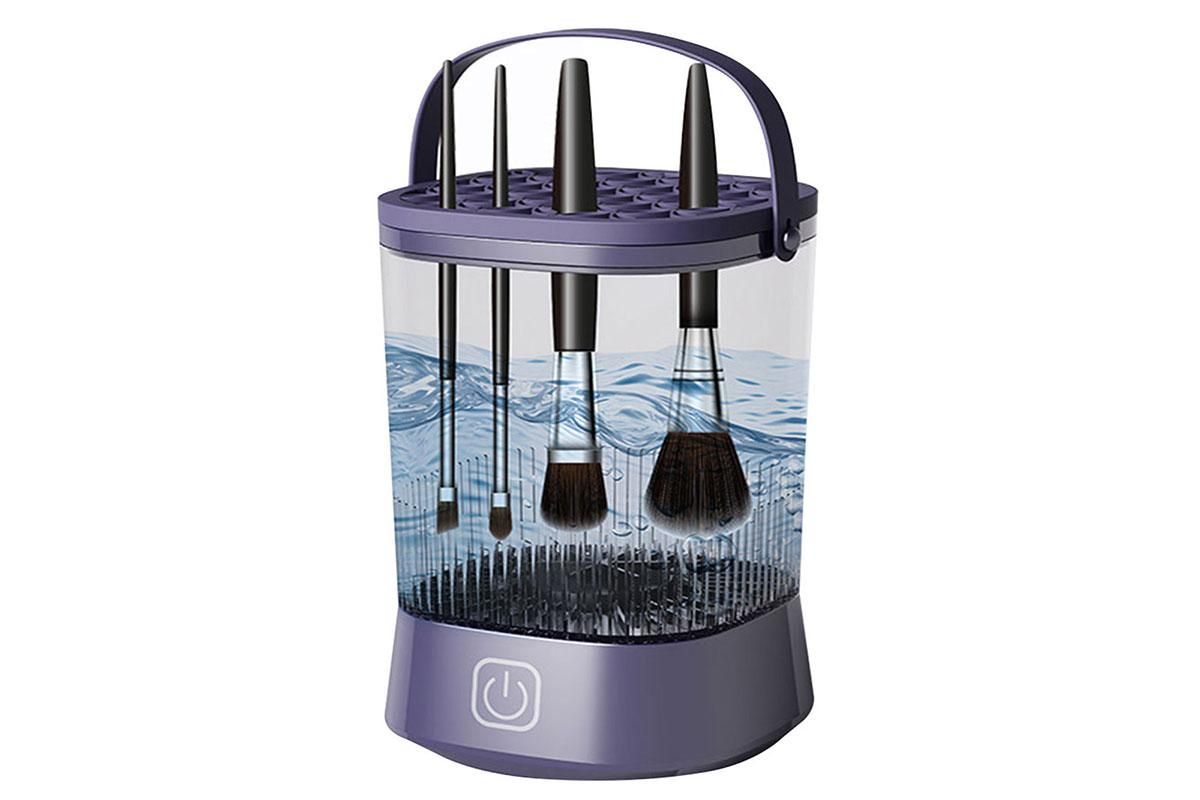 Water-Resistant Electric Makeup Brush Cleaner Automatic Brush Cleaner Dryer Tool -Purple