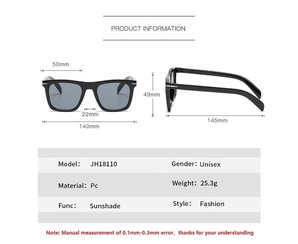 Classic Rivet Square Sunglasses Men Luxury Brand Design Beckham Driving Glasses Vintage Sun Glasses Eyewear - Black Yellow