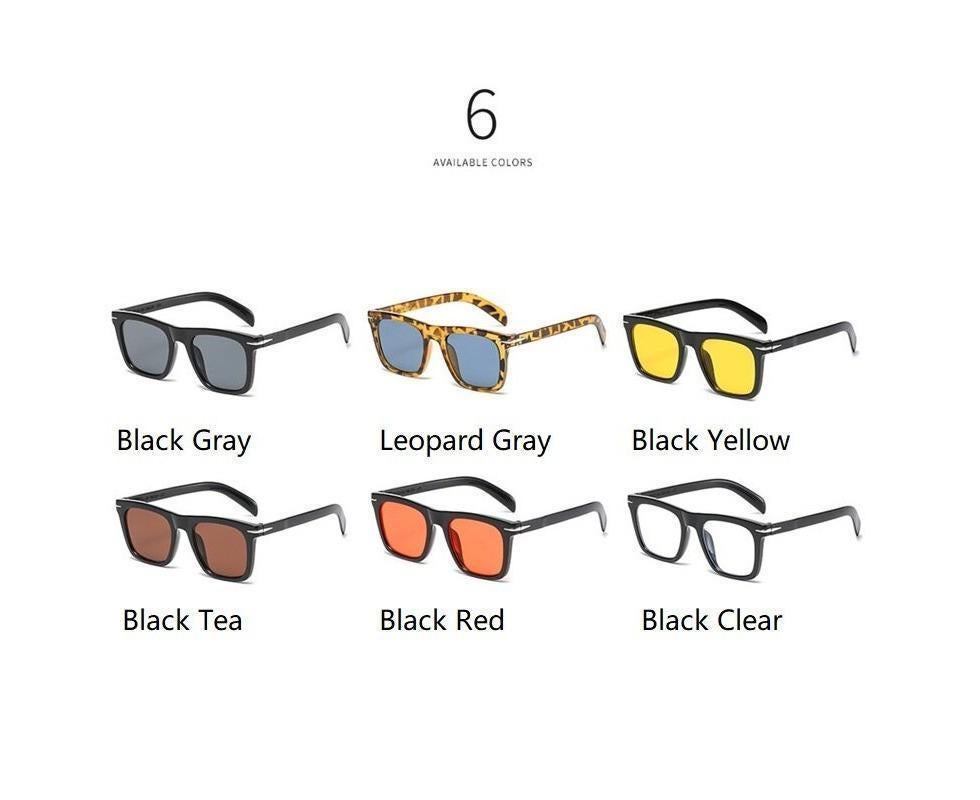 Classic Rivet Square Sunglasses Men Luxury Brand Design Beckham Driving Glasses Vintage Sun Glasses Eyewear - Black Yellow