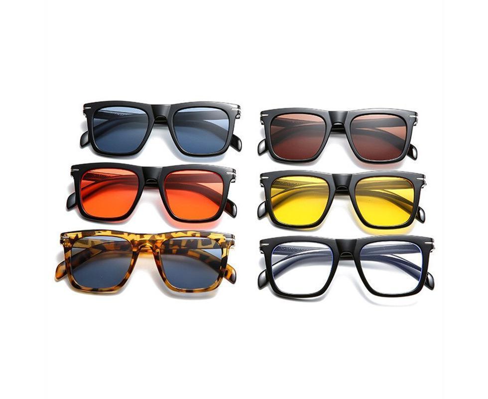 Classic Rivet Square Sunglasses Men Luxury Brand Design Beckham Driving Glasses Vintage Sun Glasses Eyewear - Black Yellow