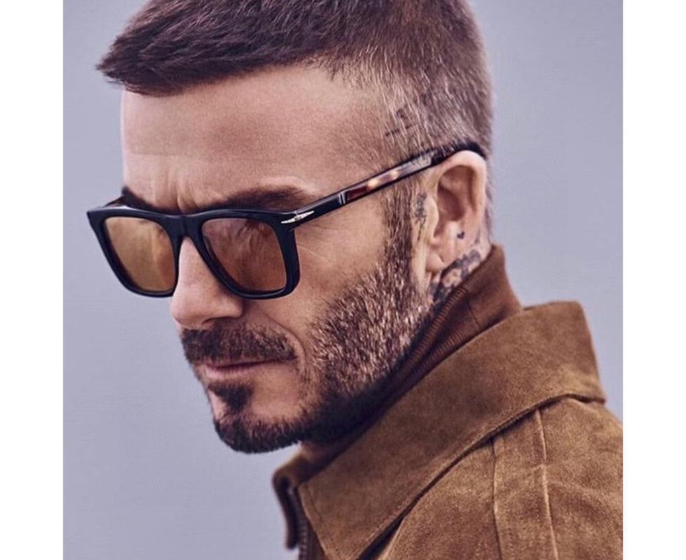 Classic Rivet Square Sunglasses Men Luxury Brand Design Beckham Driving Glasses Vintage Sun Glasses Eyewear - Black Yellow