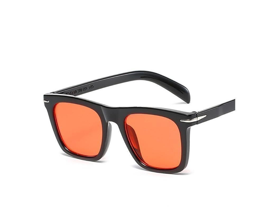Classic Rivet Square Sunglasses Men Luxury Brand Design Beckham Driving Glasses Vintage Sun Glasses Eyewear - Black Yellow