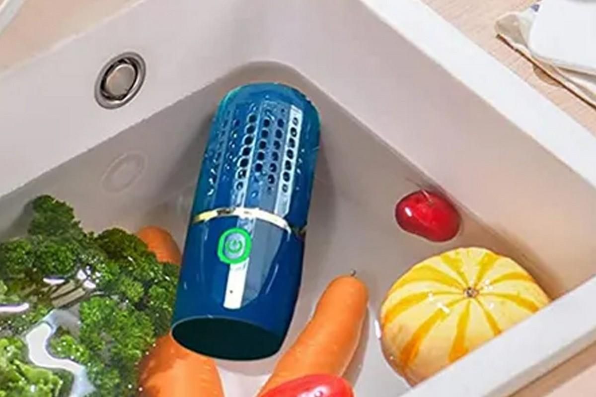 Portable Fruit and Vegetable Cleaning Machine Rechargeable Food Washing Purifier Vegetable Washer -Dark Blue