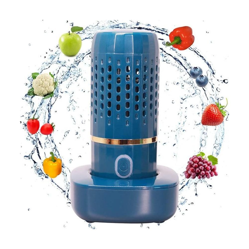 Portable Fruit and Vegetable Cleaning Machine Rechargeable Food Washing Purifier Vegetable Washer -Dark Blue