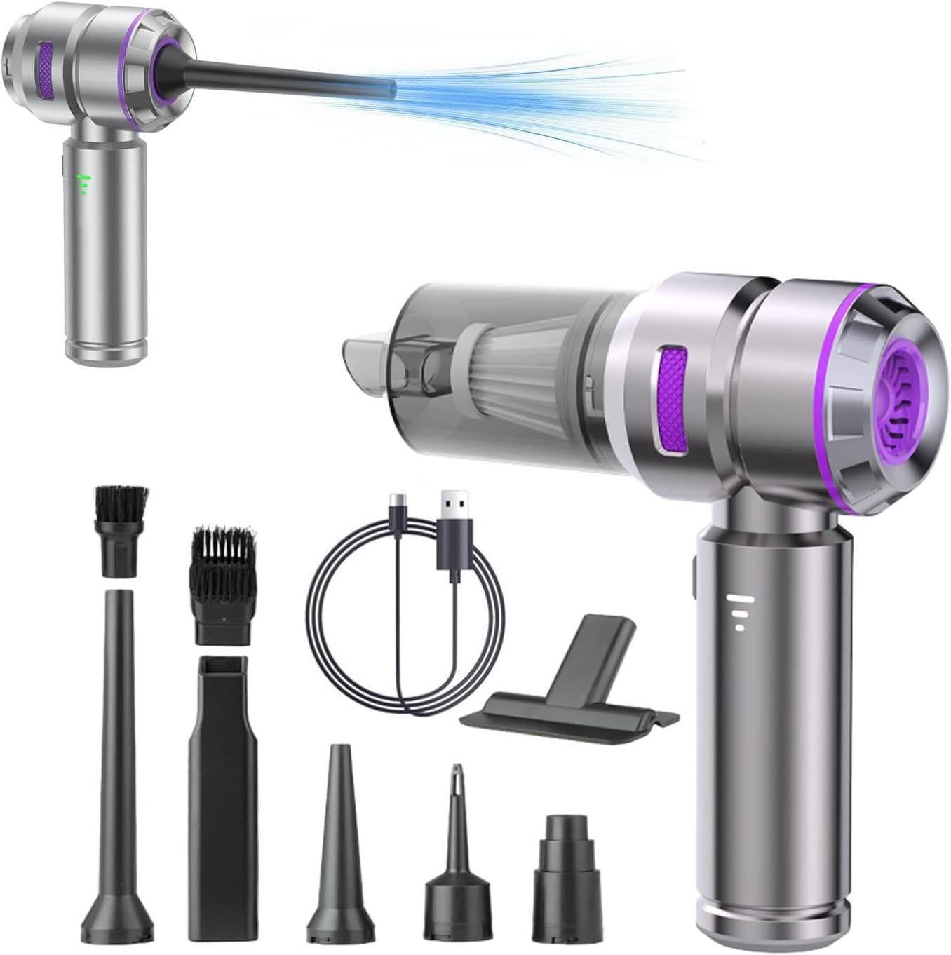 Cordless Handheld Car Vacuum Cleaner 4-in-1 Wireless Vacuum with Brushless Motor Mini Car Vaacuum Cleaner -Purple