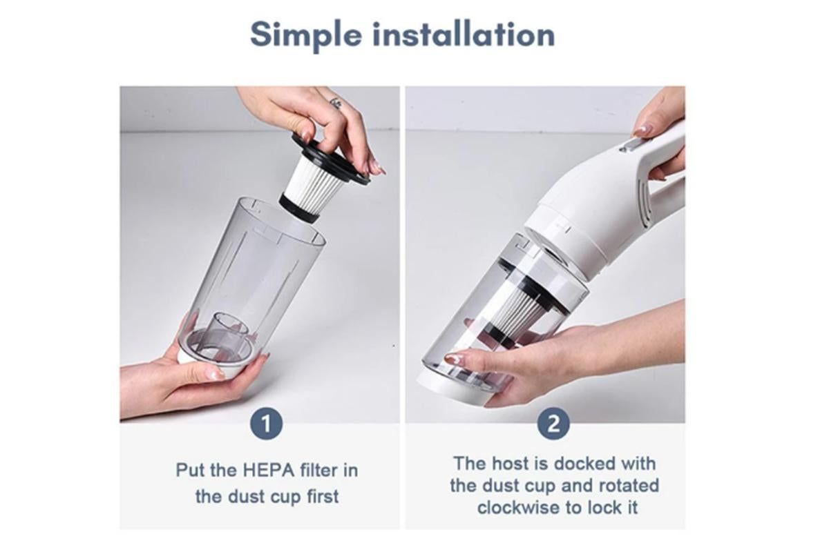 Cordless Handheld Car Vacuum Cleaner 10000Pa Strong Suction USB Rechargeable - White