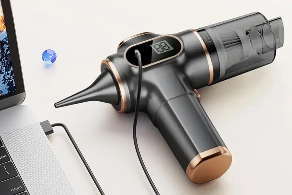 Car Vacuum Portable Cordless 2 in 1 Vacuum Cleaner Air Duster Handheld Vacuum Cordless with 3000mAh Battery - Black