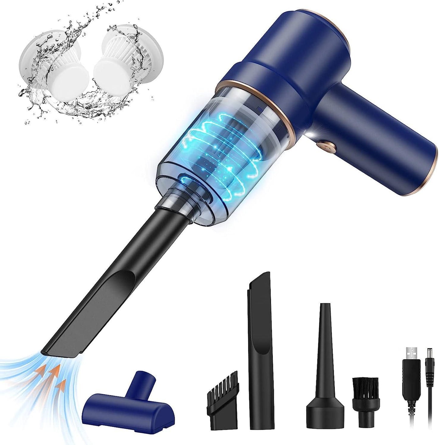 Handheld Car Vacuum Cleaner 9000Pa Rechargeable Portable Cordless Duster - Black