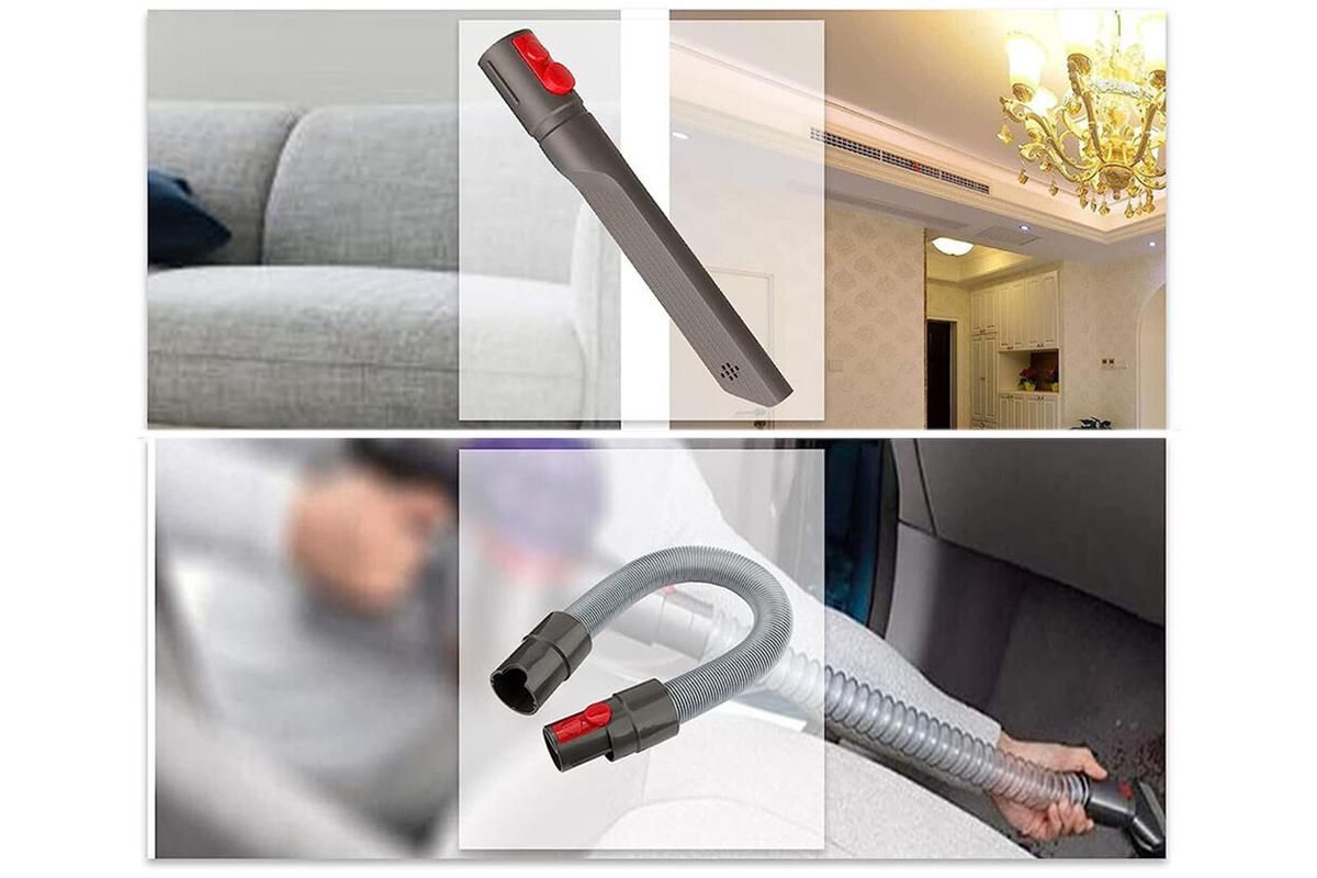 6Pcs Brush Attachment Tools Kit Compatible for Dyson V7 V8 V10 V11 Vacuum Cleaner Accessories Cordless Stick Vacuum Cleaner Accessory Replacement Including Flexible Hose, Crevice Tool, Mattress Tool, Stiff Dust Brush
