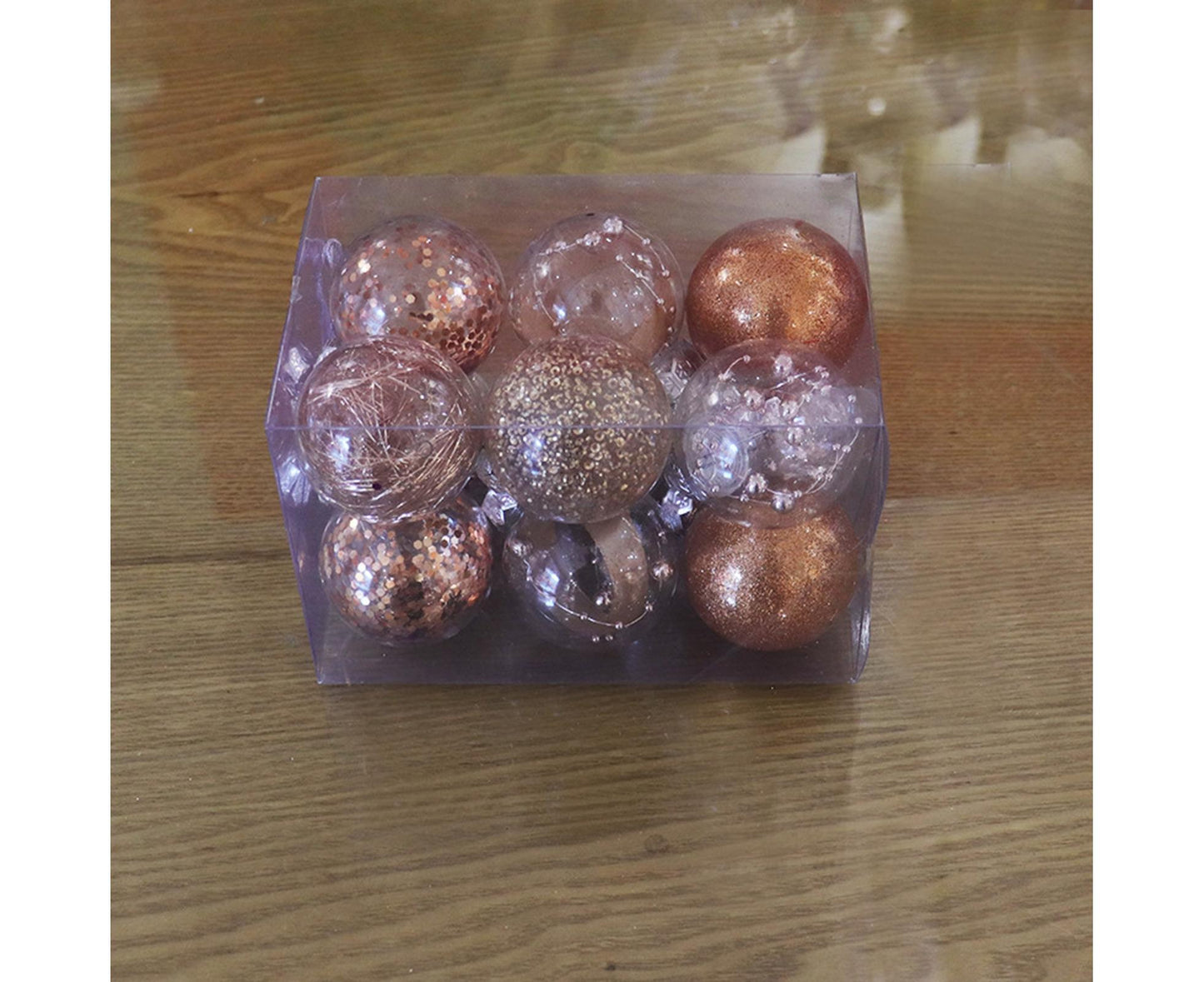 Glitter Xmas Tree Balls-Rose Gold