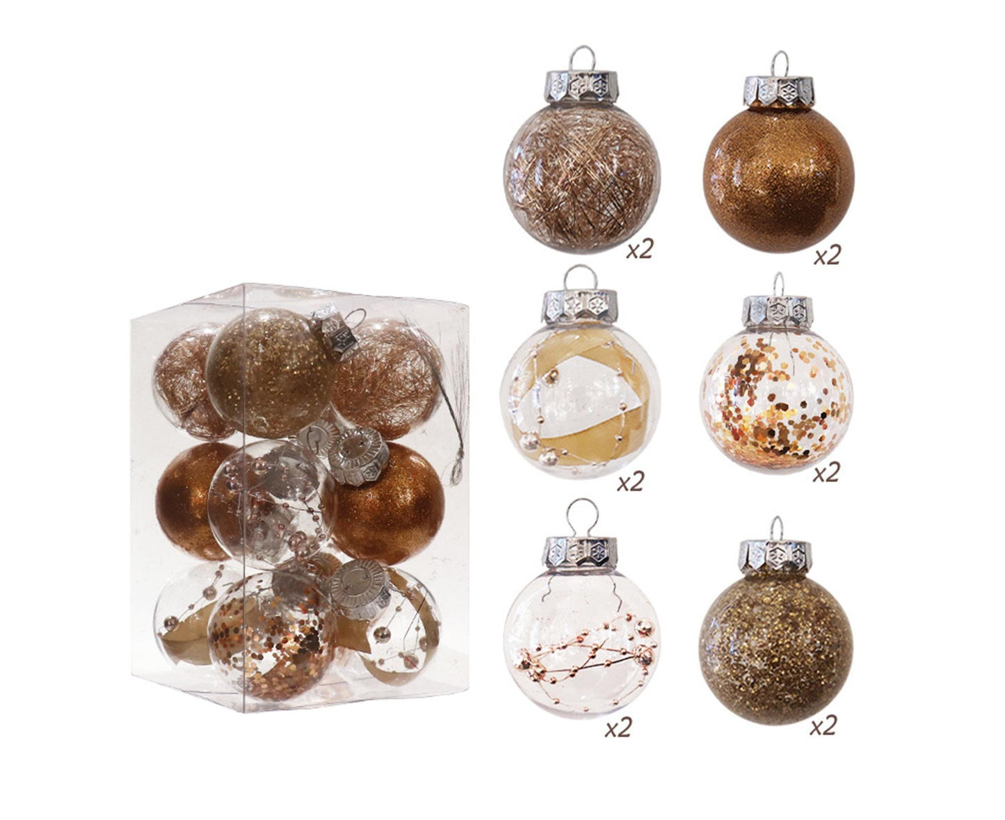 Glitter Xmas Tree Balls-Rose Gold