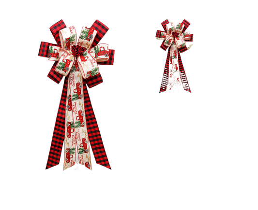 Buffalo Plaid Bow Pendant-Red Black