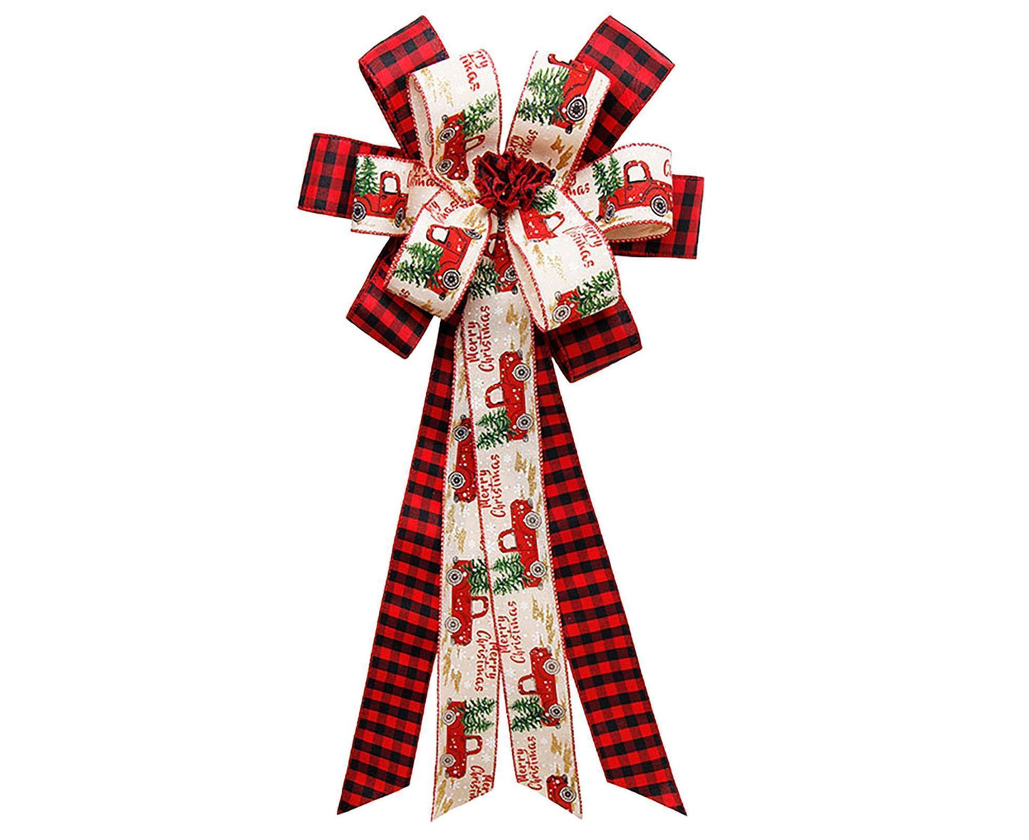 Buffalo Plaid Bow Pendant-Red Black