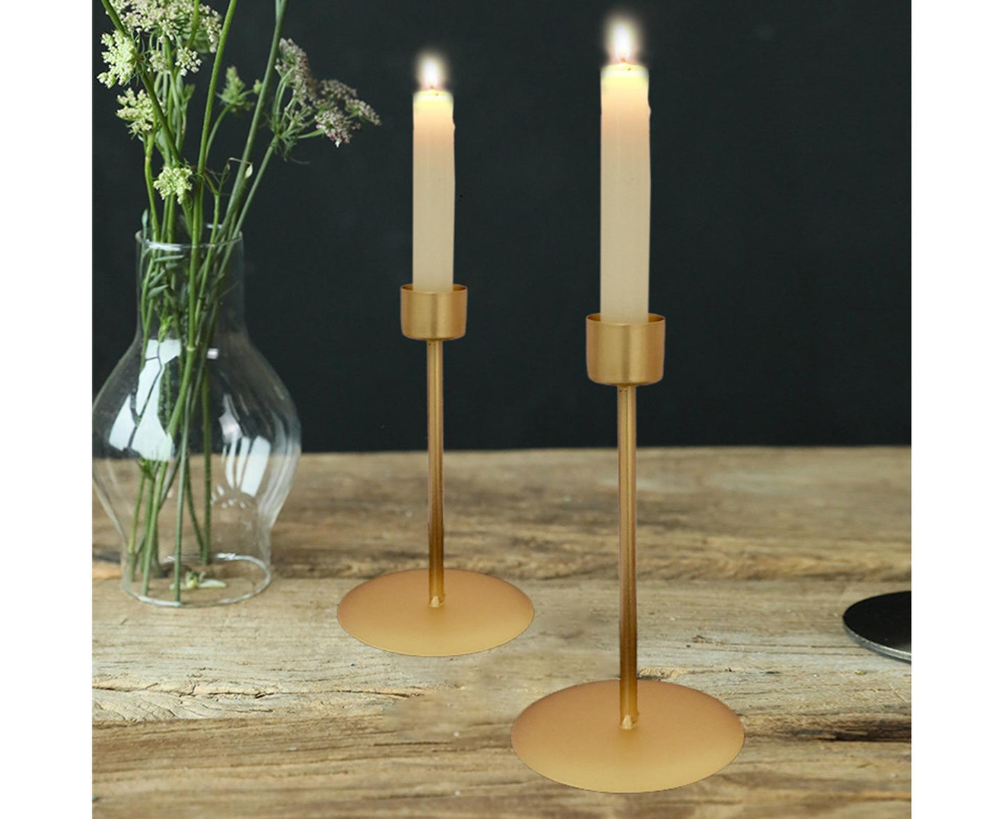 2Pcs Candlestick Exquisite Decorative Simple Nordic Style Candlelight Stand Home Decor -Golden