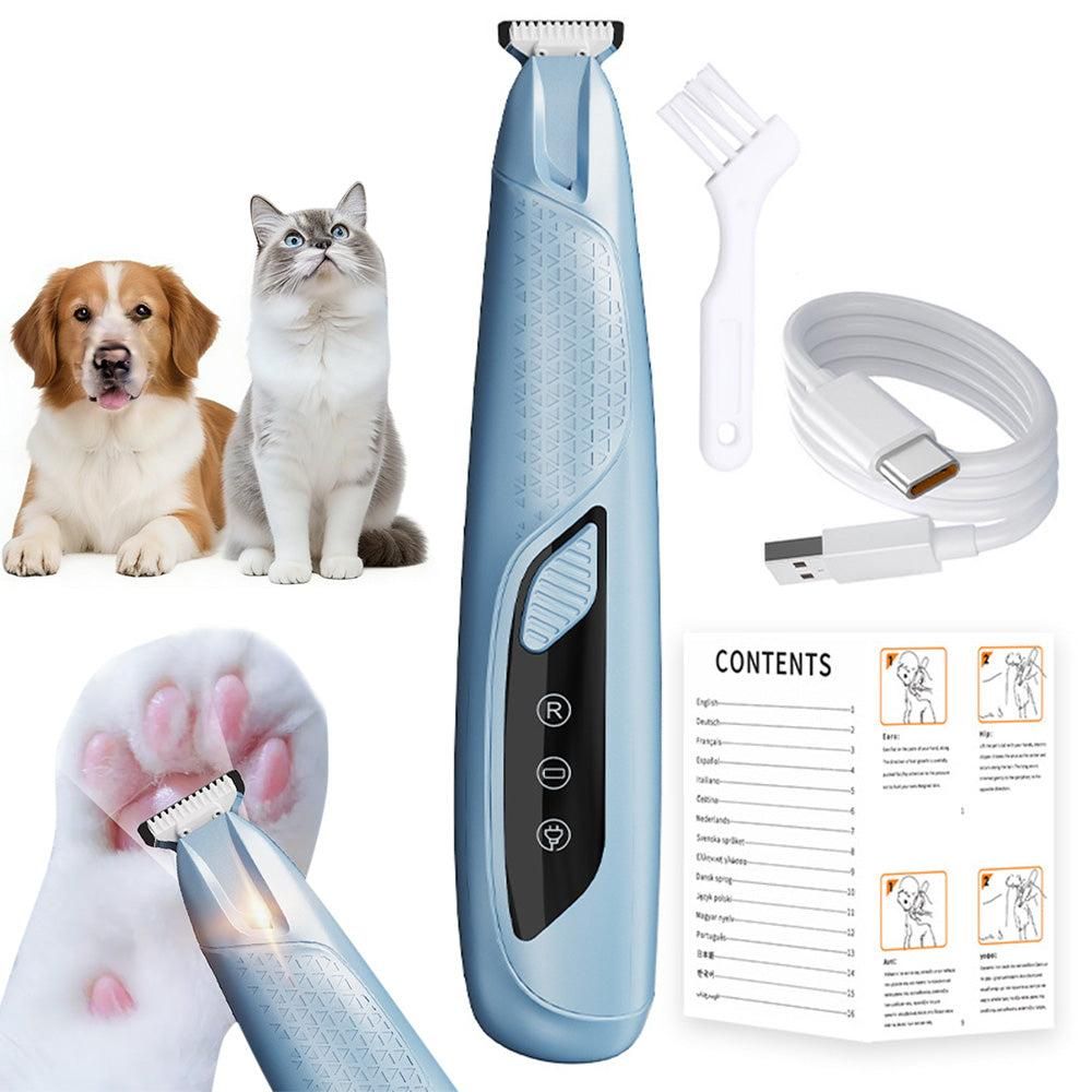 Pet Hair Trimmer Electric Clipper Rechargeable with LED Light for Pets Blue