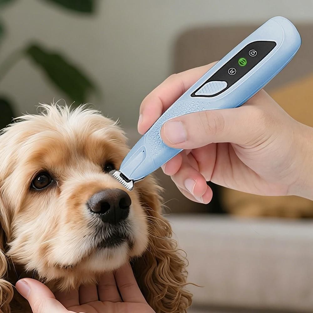 Pet Hair Trimmer Electric Clipper Rechargeable with LED Light for Pets Blue