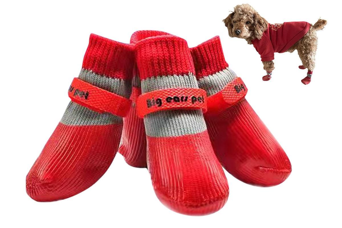 Waterproof Anti Slip Pet Shoes with Rubber Sole for Indoor and Outdoor Use Red - XL