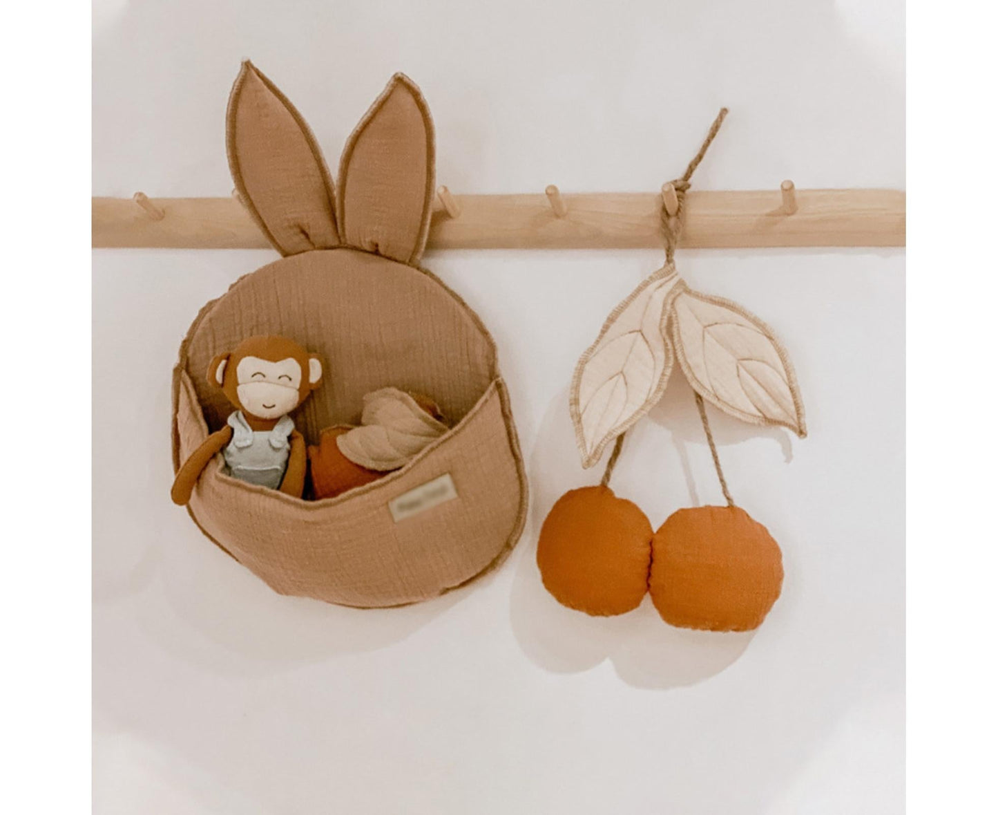 Lovely Cherry Shape Wall Hanging Decor Cute Ultra-soft Fabric Wall Hanging Ornament for Home-Orange